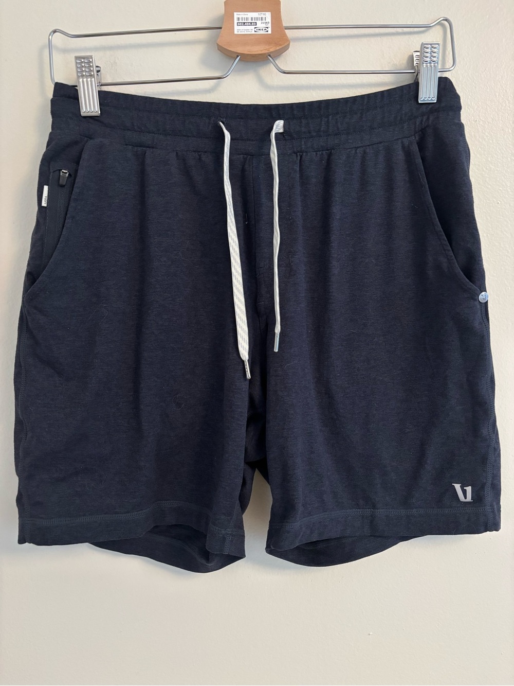 Vuori Black Athletic Shorts with White Drawcord